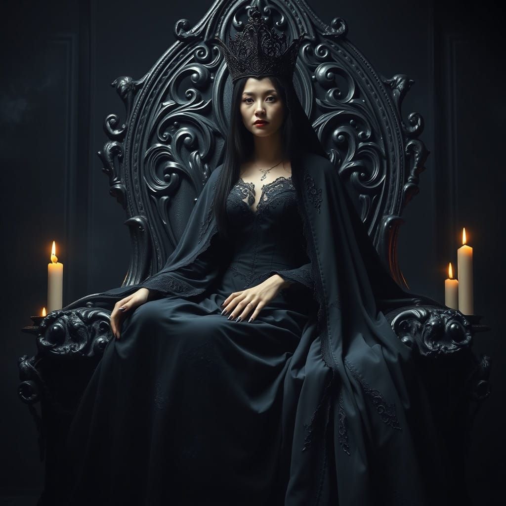 Mysterious Queen in Dark, Gothic Splendor