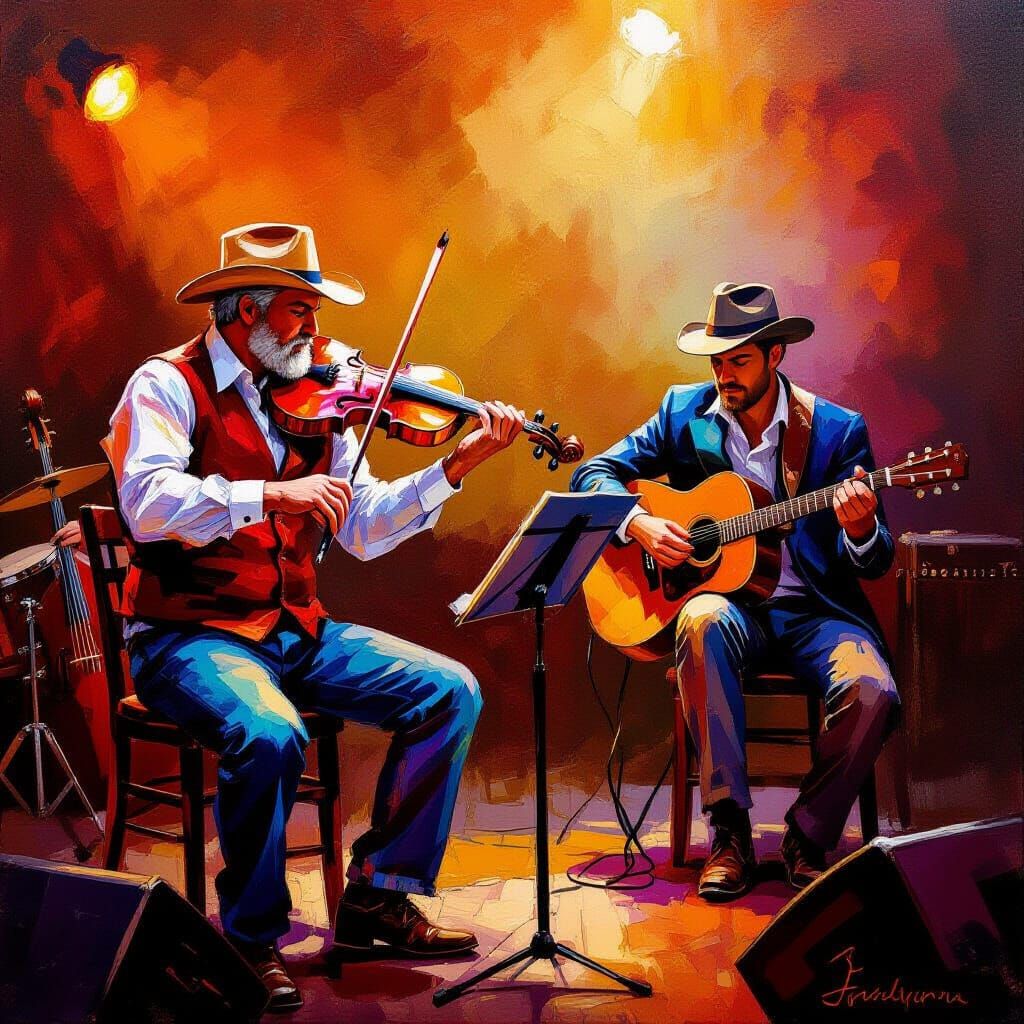 Folk Band Performance With Dynamic Fiddle and Guitar Solo