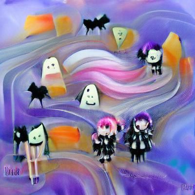 Pastel Goth Trick-or-Treating in Art Deco Style