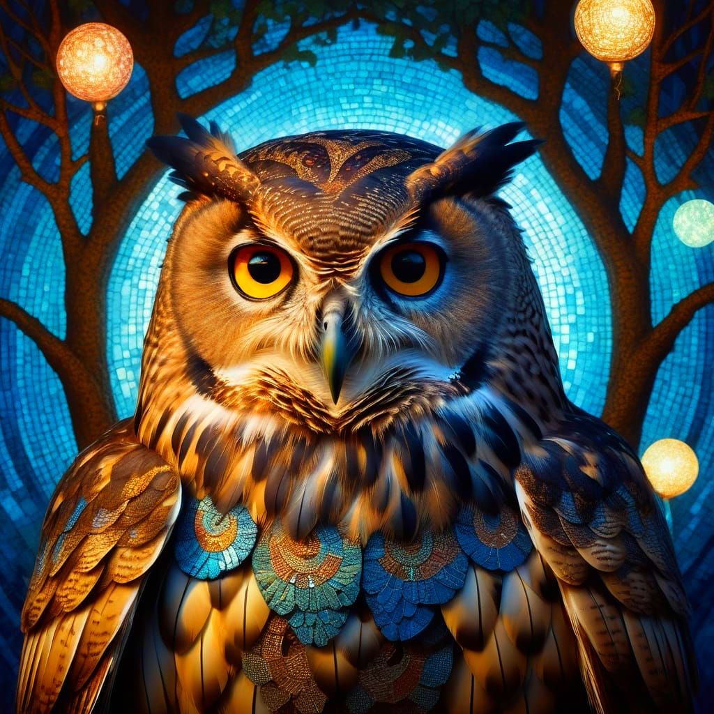 Ethereal Owl in Mystical Forest
