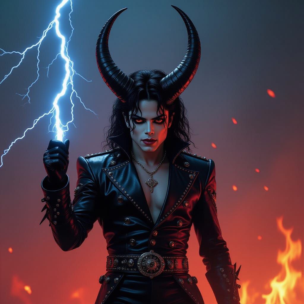 Michael Jackson as Devil Wielding Lightning