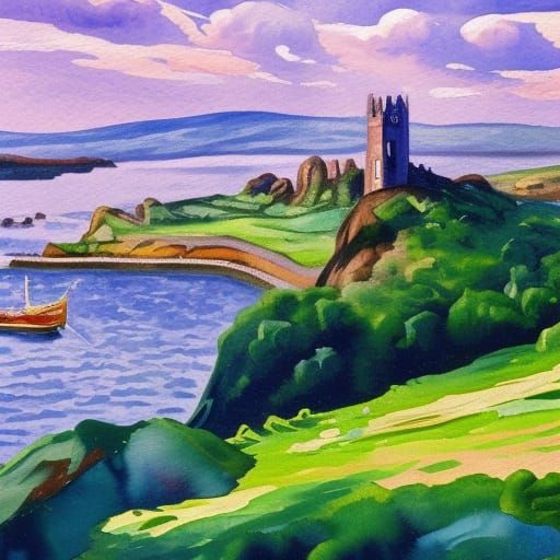 Ireland in Gouache Style Impressionist Painting