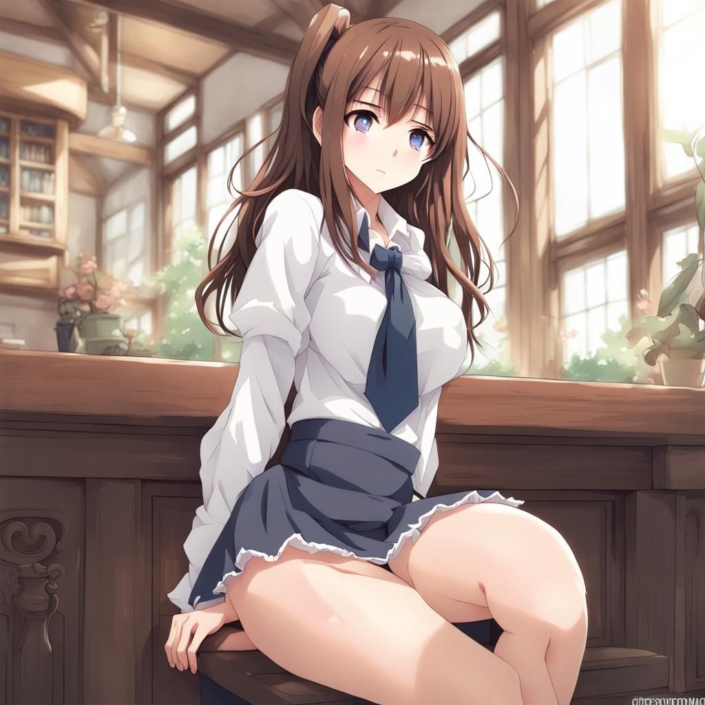 Cute Anime Woman in Manga Key Visual Style