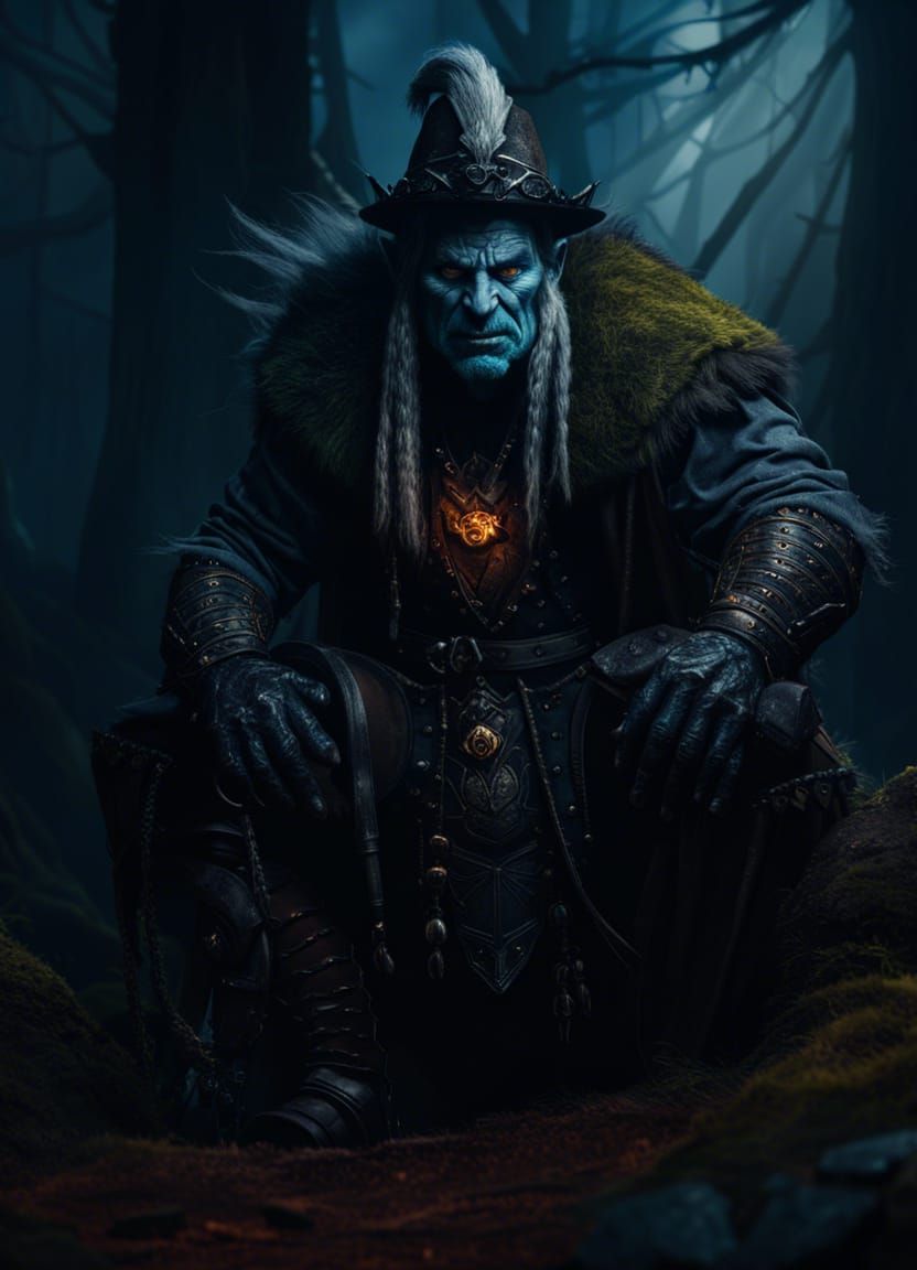 Warlock Troll Portrait in Dark Fantasy Style
