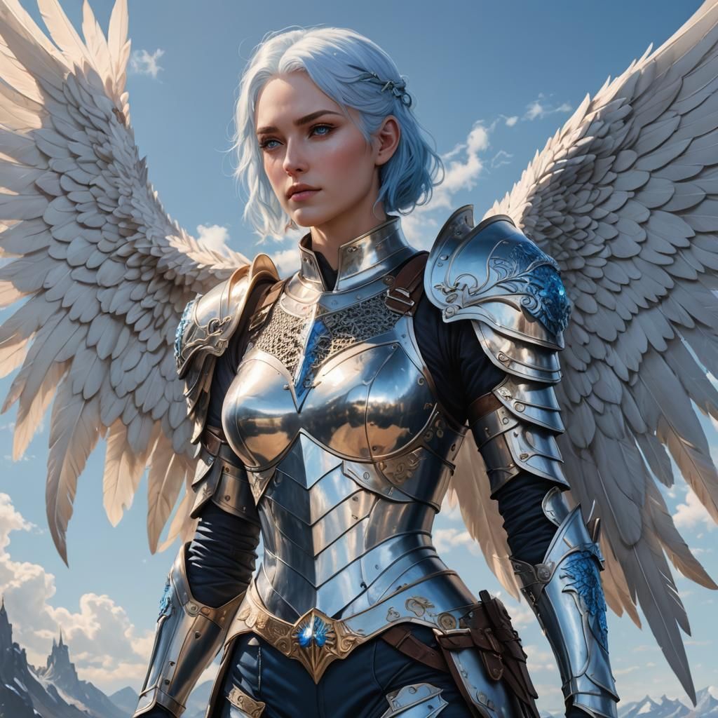aasimar girl in heavy armor