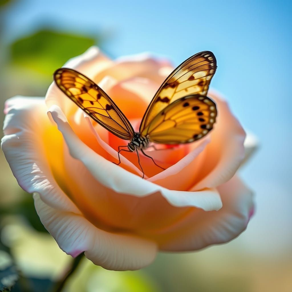 Butterfly on Rose: Sharp Focus, Delicate Details