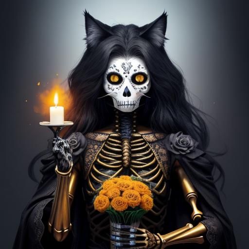 Day of the Dead Cat in Fantasy Concept Art