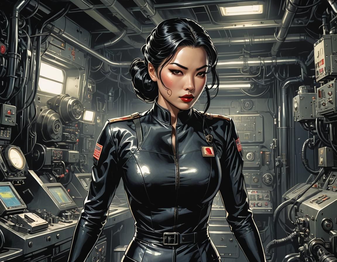 Chinese Woman in Latex Suit, Comic Book Art