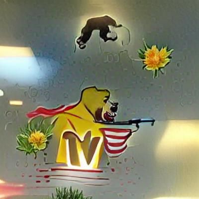 McDonalds Logo Above Bear Attack with Soldier
