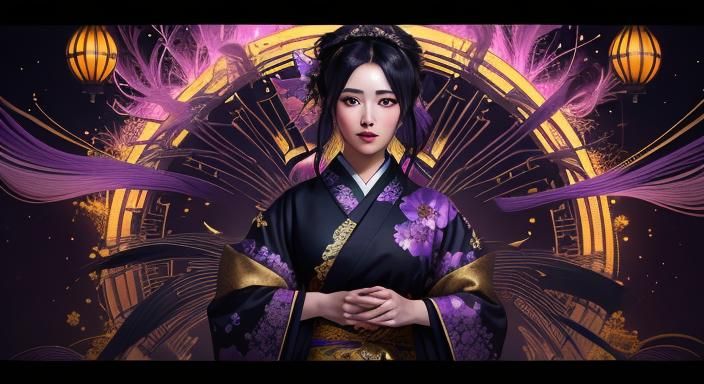 Ethereal Kimono Portrait in Cinematic 3D Style