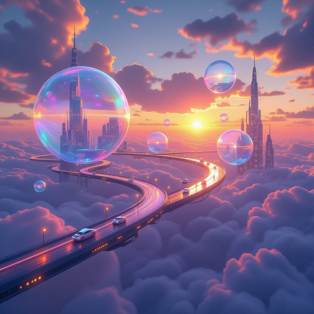 Bubble Cityscape in a Futuristic Style
