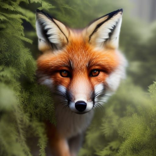 Cute Fox Hiding on Spring Morning