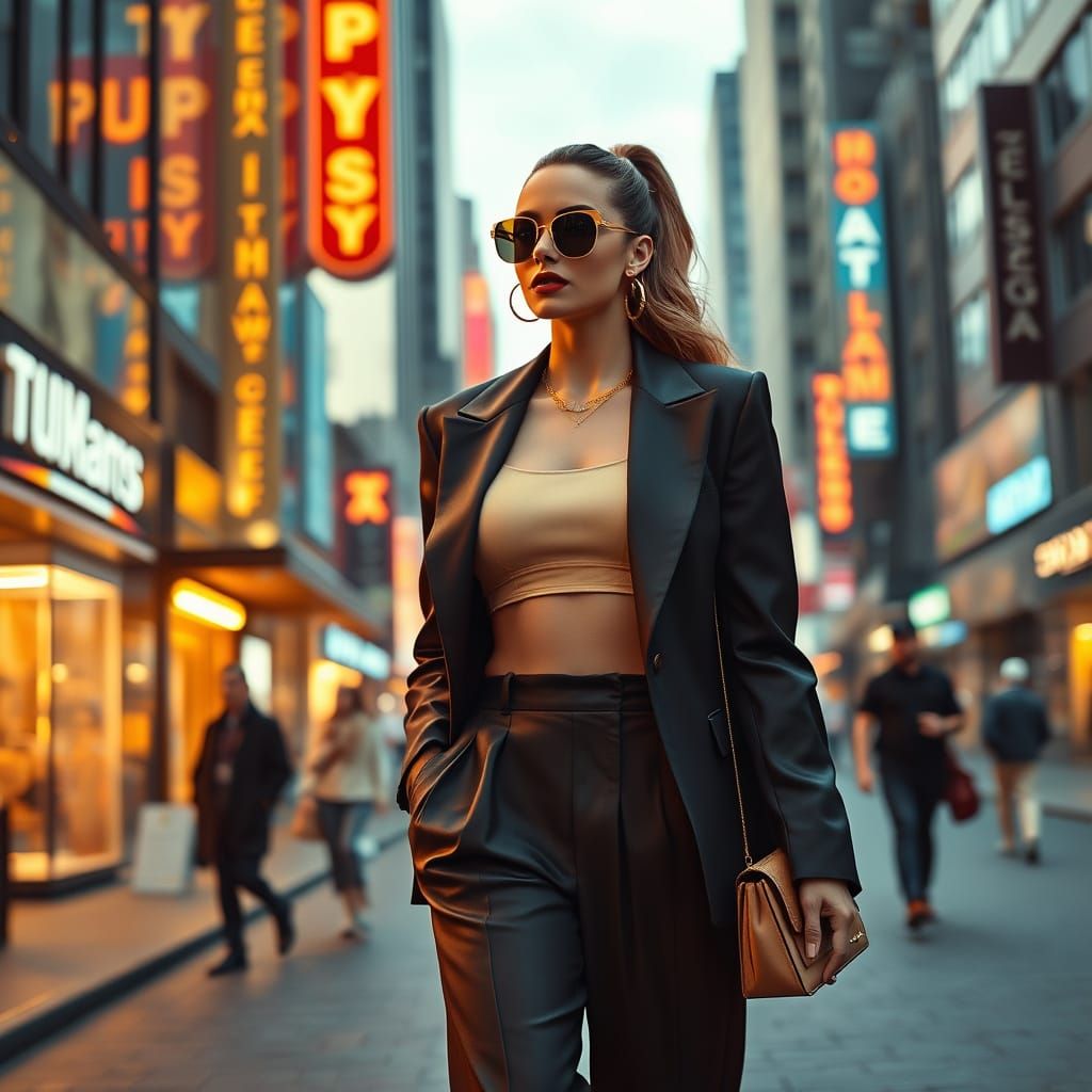 Confident City Woman in Luxury Fashion