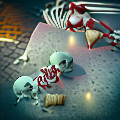 Ruby Gemstones and Skeleton in V-Ray Style