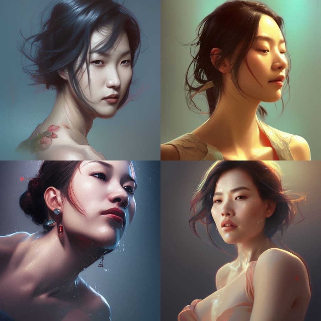Hong Kong Woman Portrait in Art Nouveau Style