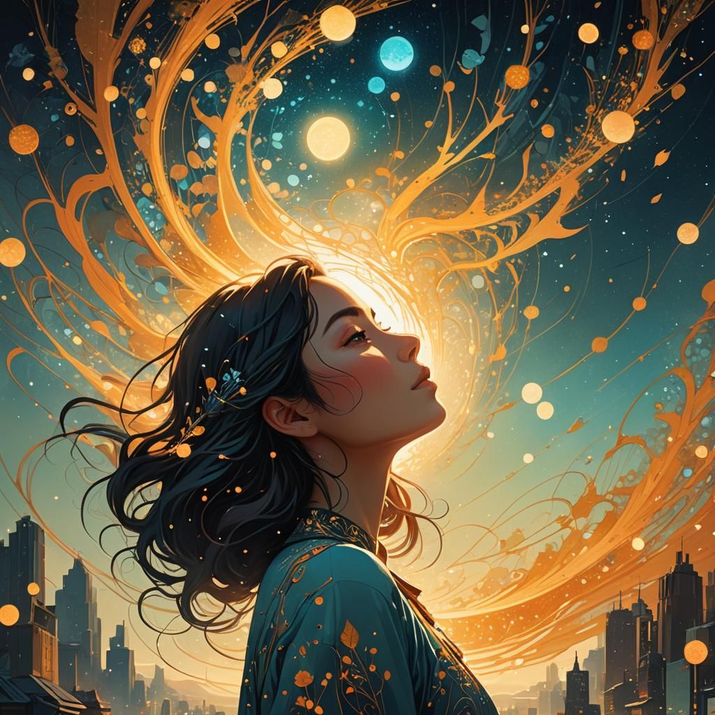 Girl in Sunlit Dreamscape: Digital Anime Illustration