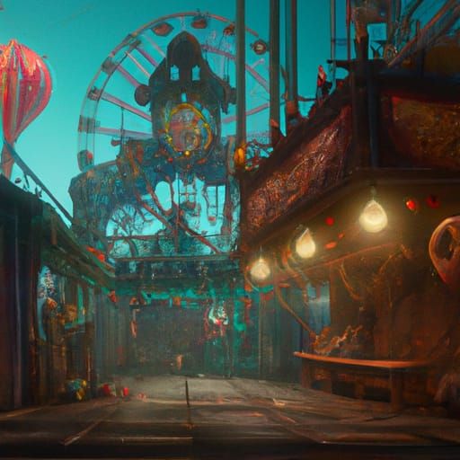 Fantastical Abandoned Carnival in Detailed Matte Painting