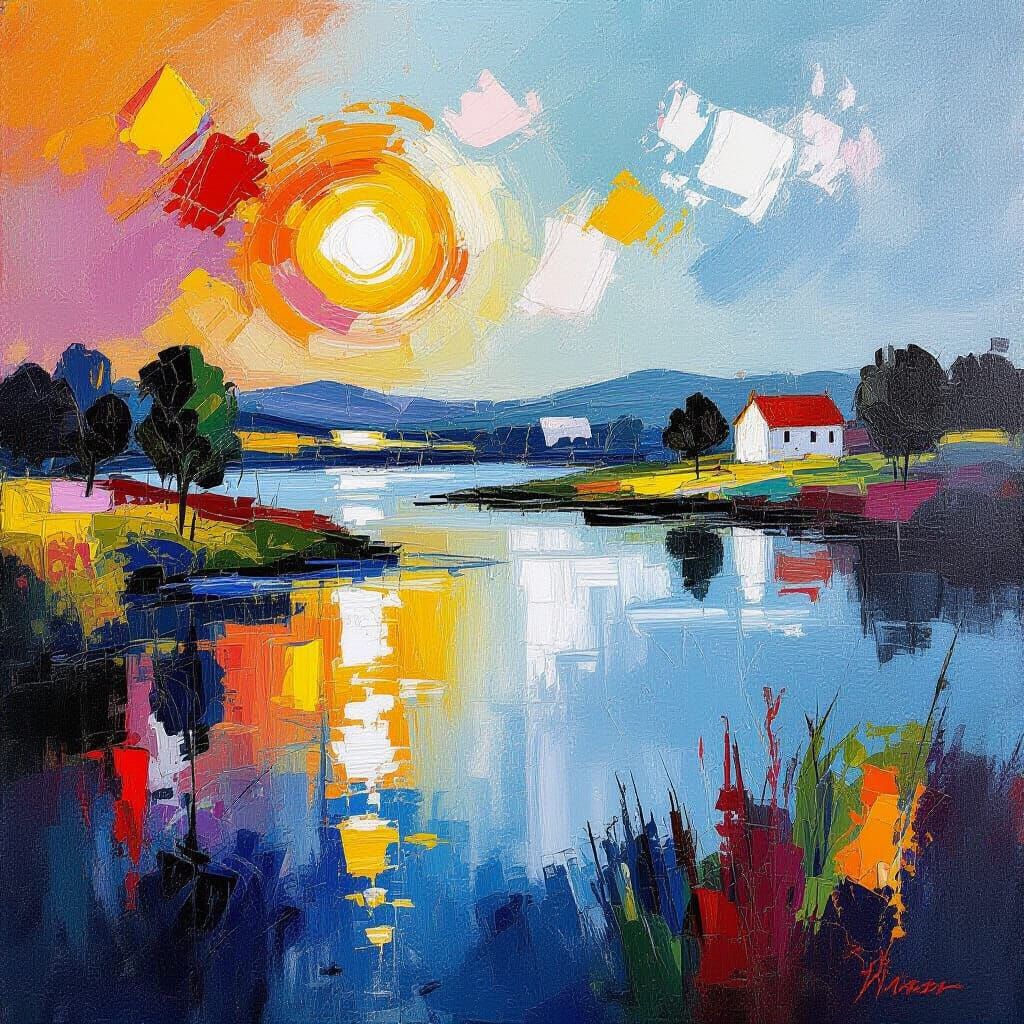 Vibrant Expressionist Estuary Landscape