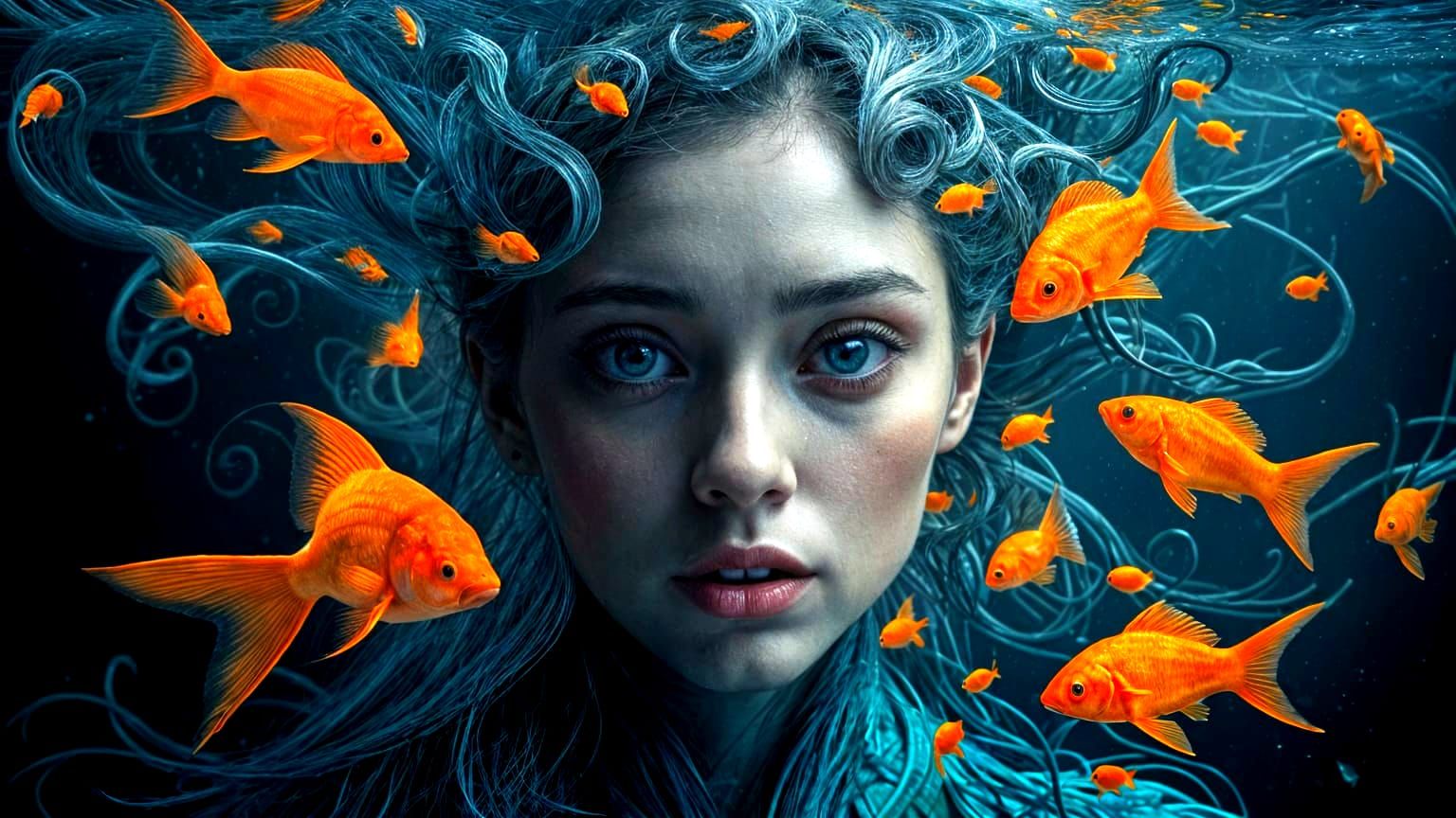 Underwater Human Portrait in Hyperrealistic Style