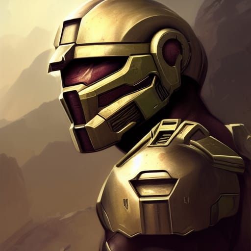 Halo Spartan Portrait in Digital Art Style