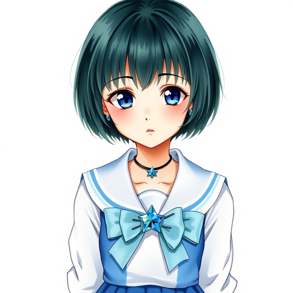 Sailor Girl with Blue Eyes in Anime Style