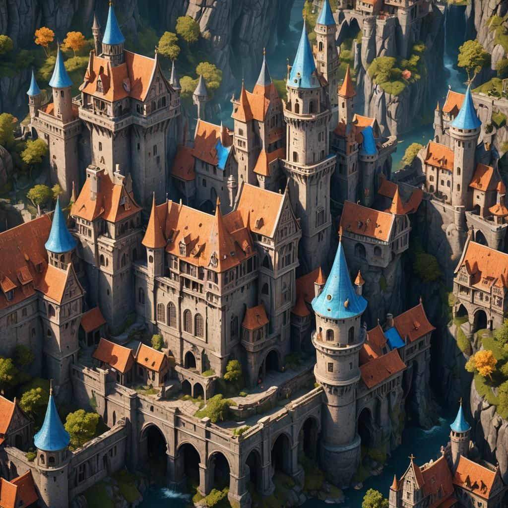 Fantastical Castle Matte Painting in Deep Color