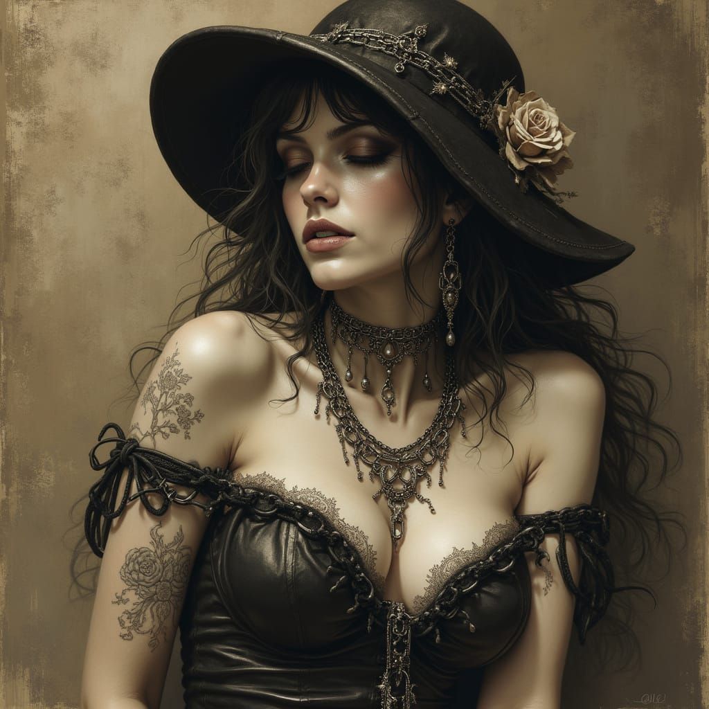 Fantasy Creation in Sepia Illustration Style