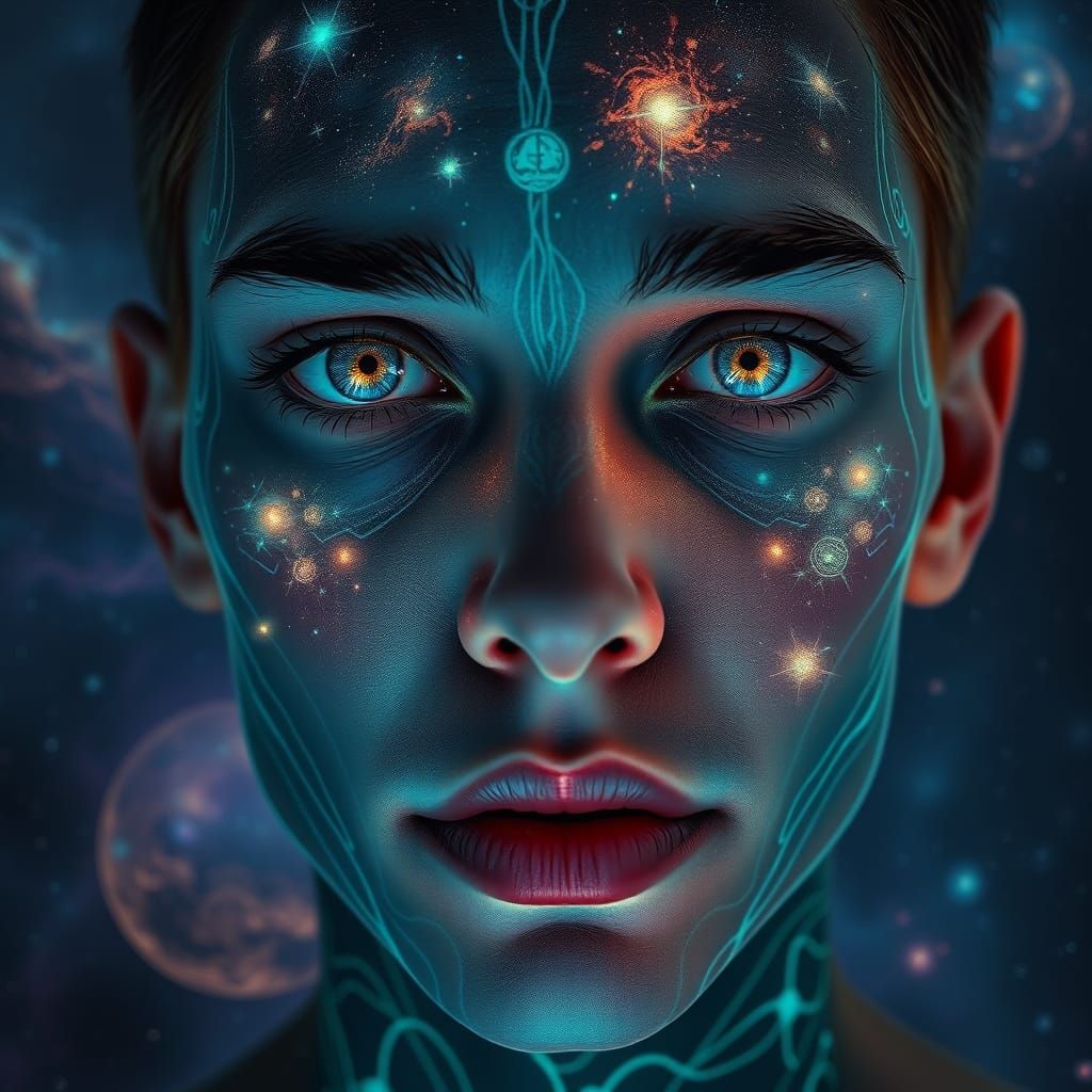 Bioluminescent Tattoos Light Up Cosmic Portrait