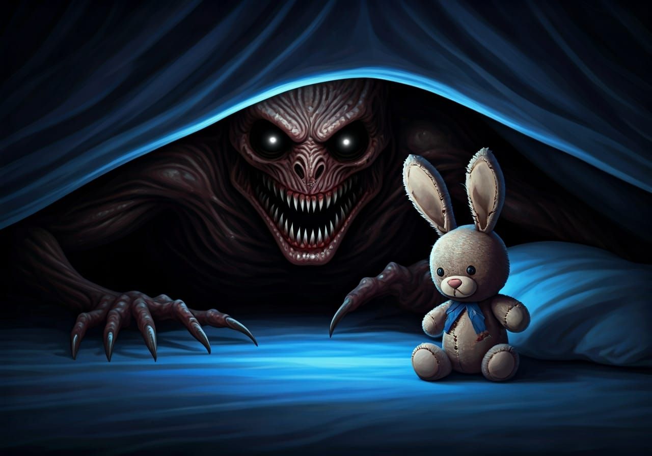 Eerie Monster Emerges from Shadowy Corner