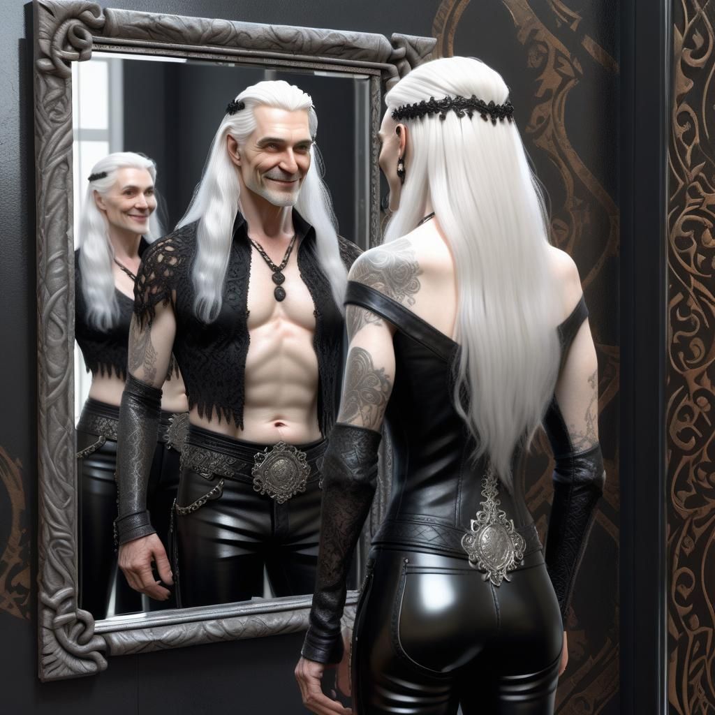 Woman and Goth Reflection in Ornate Mirror