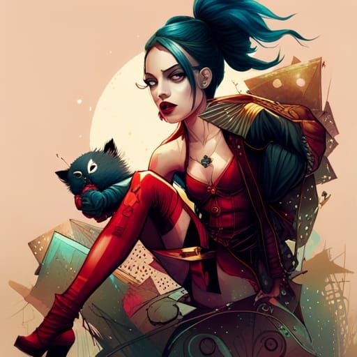 Harley Quinn Digital Art with Luminous Colors