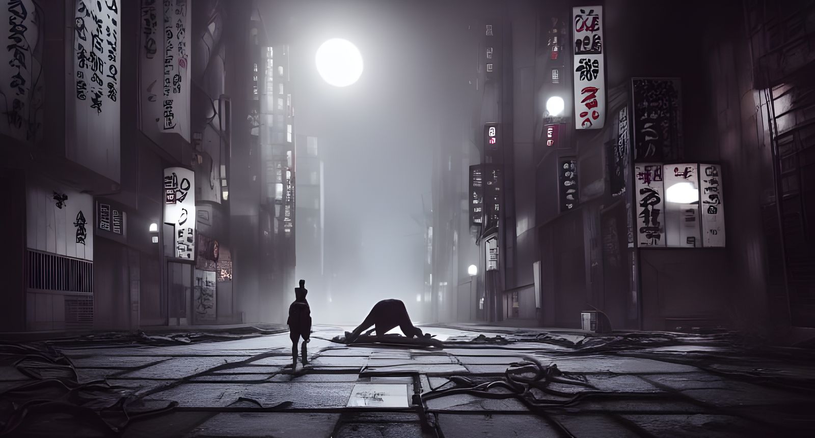Dark Post-Apocalyptic Tokyo with Eldritch Creatures