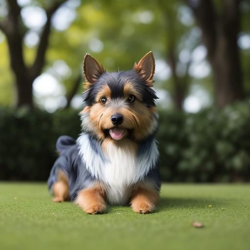Australian Silky Terrier in Sunny Park, Macro Shot