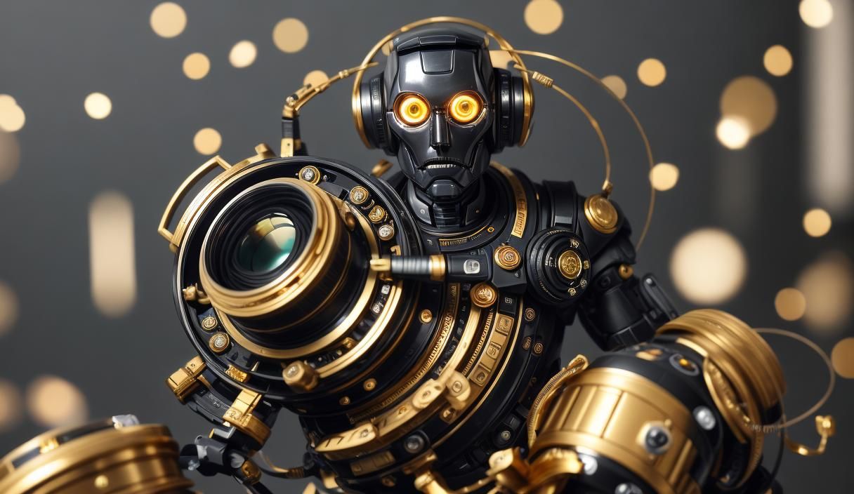 Robot in Black Suit Sipping Tea: Professional Photography