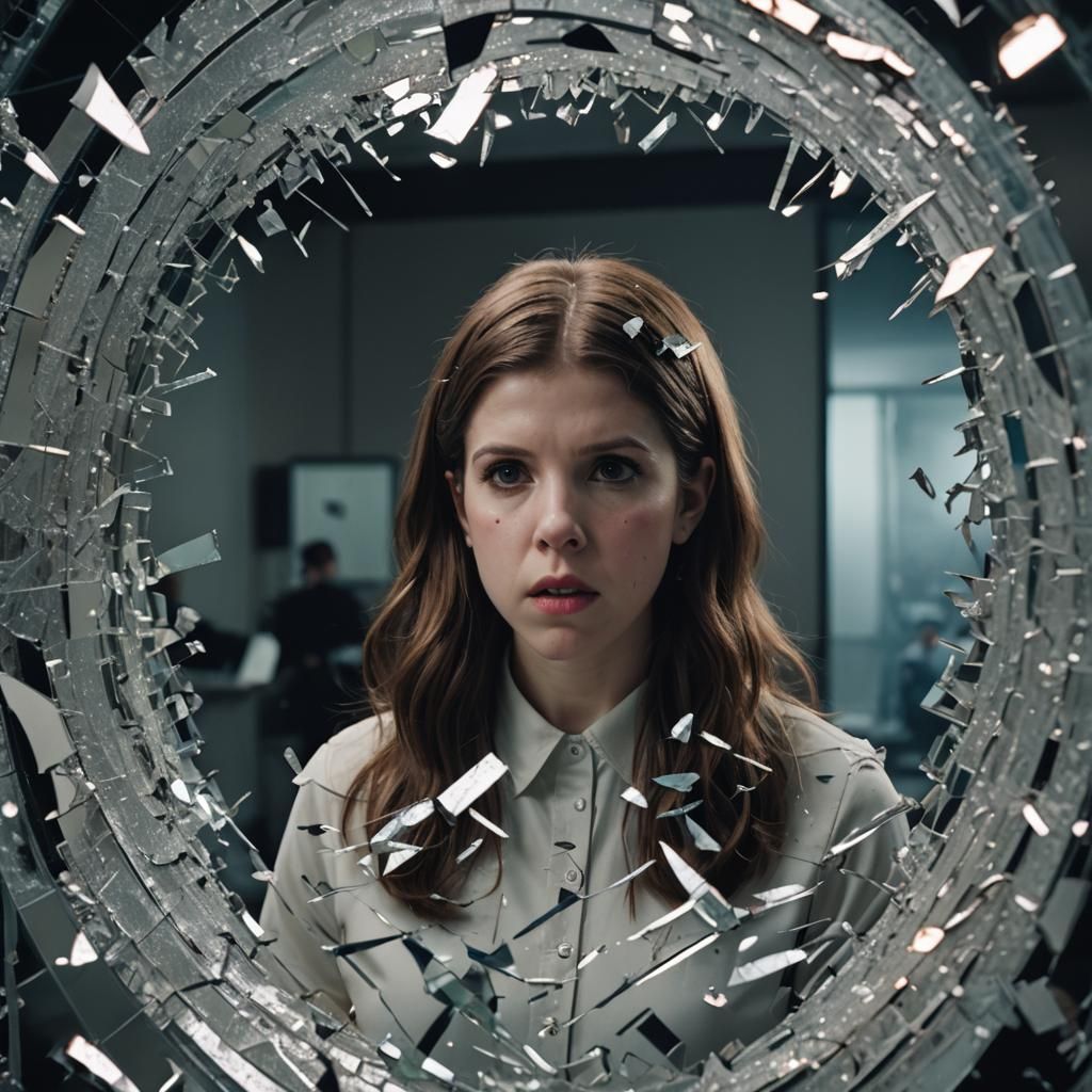 Shattered Reflection: Cinematic Portrait of a Woman