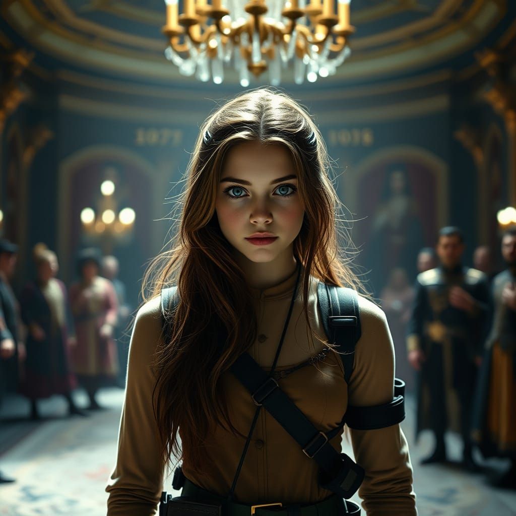 Tactical Fairycore Woman in Lavish Ballroom