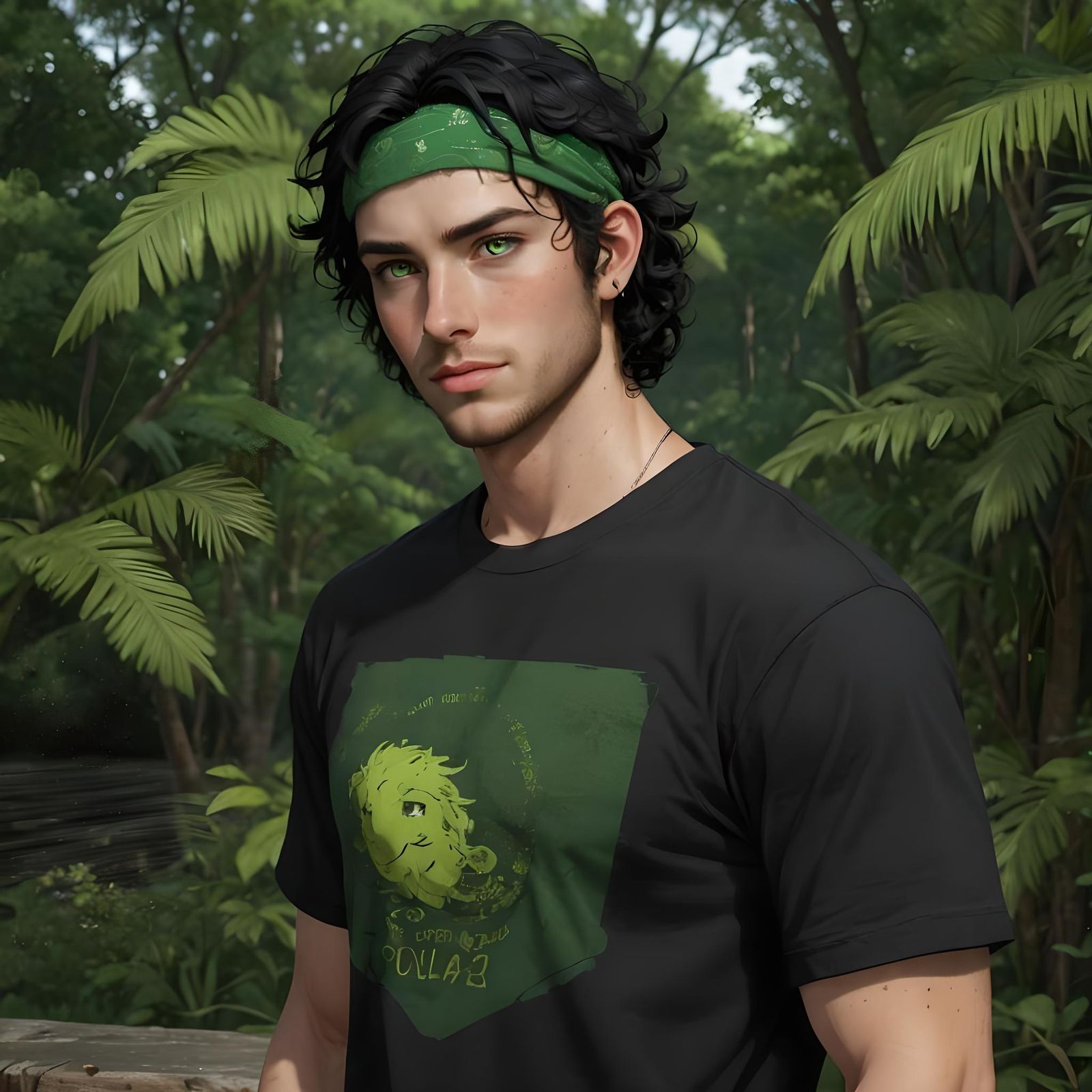 Friendly Cajun Man with Green Eyes and Bandana