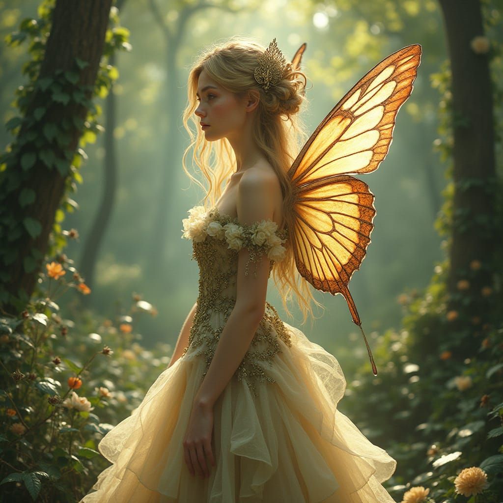 Enchanted Fairy Queen in Forest Clearing