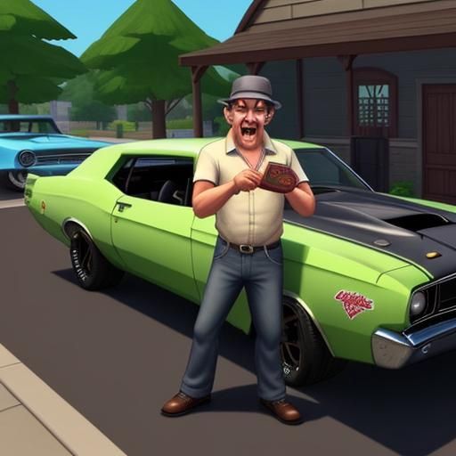 Crazy Chet: Sketchy Car Dealer from The Sims
