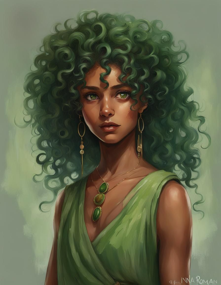 Roman Girl with Frizzy Curls Character Painting