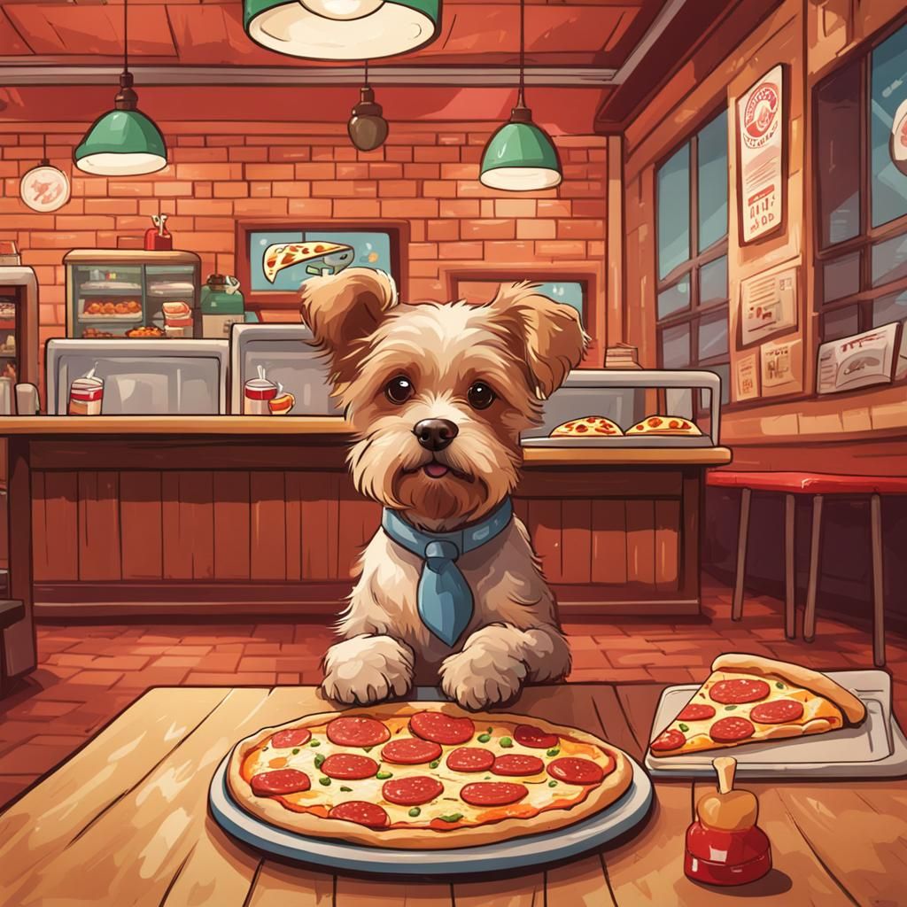 Dog Pizza Party at the Restaurant