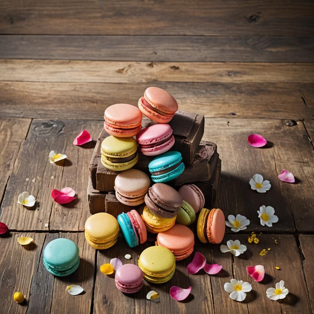 Colorful Macarons Still Life in Cinematic Style
