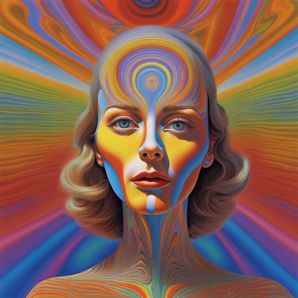 Psychedelic Portrait of an Elegant Lady in Forest