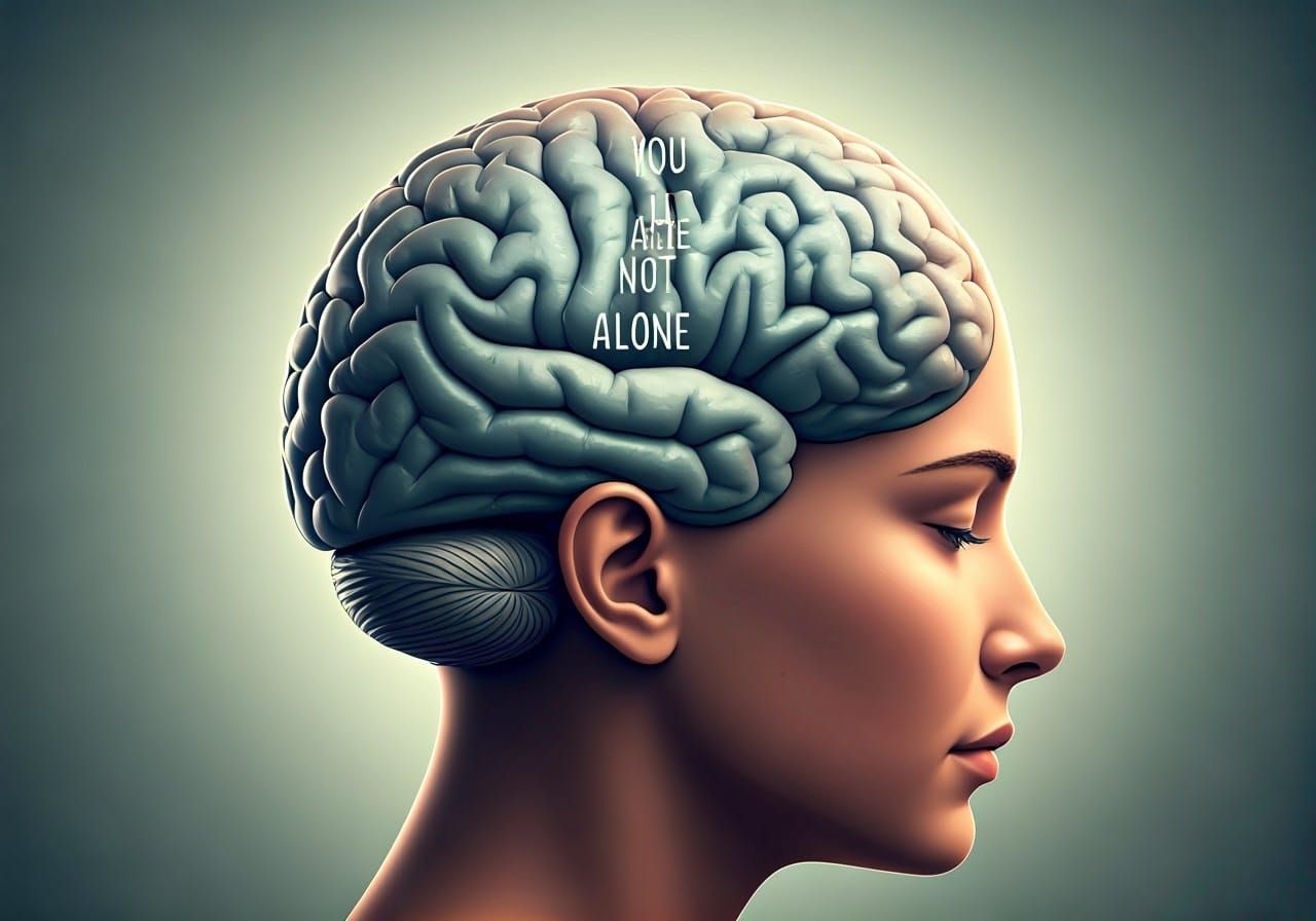 Serene Face with Comforting Scene Inside Brain