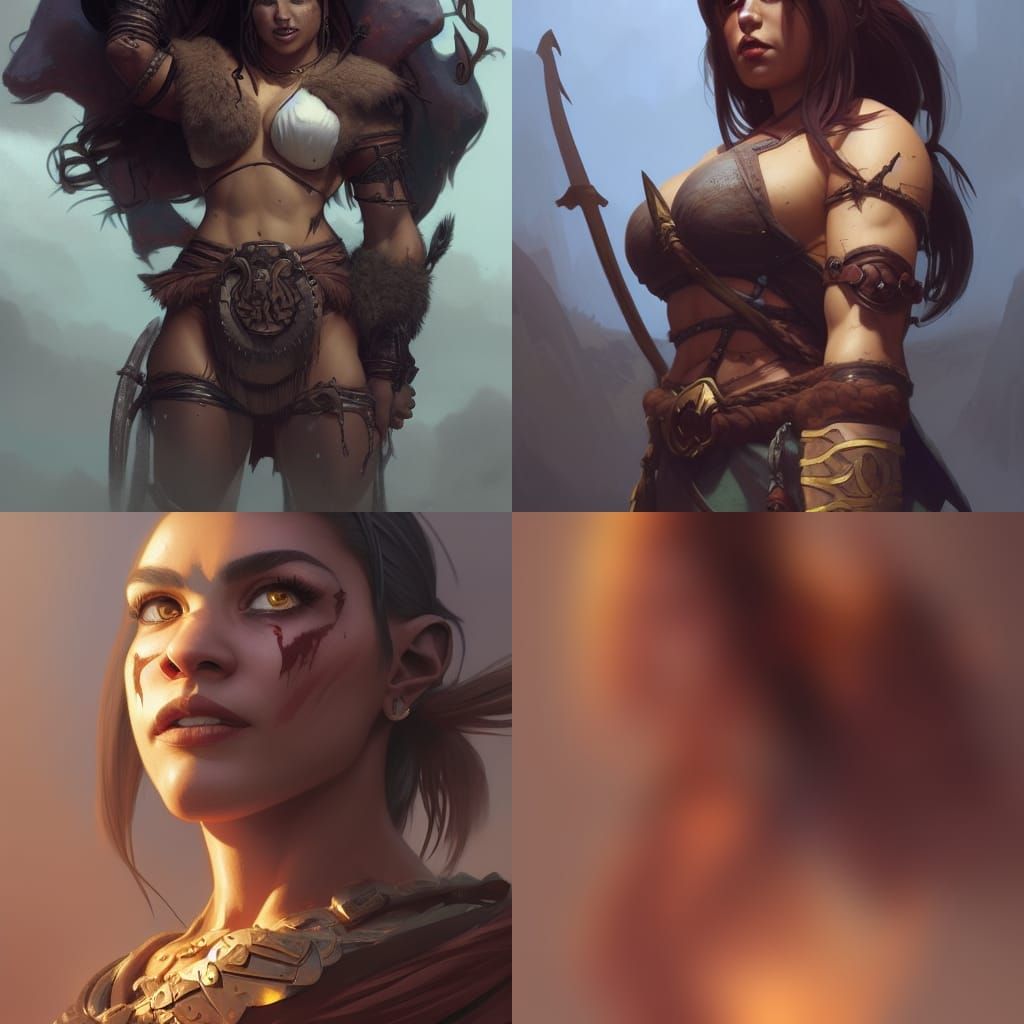 Muscular Orc Woman Portrait in Fantasy Art Style