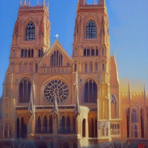 Cathedral in Oil Painting Style