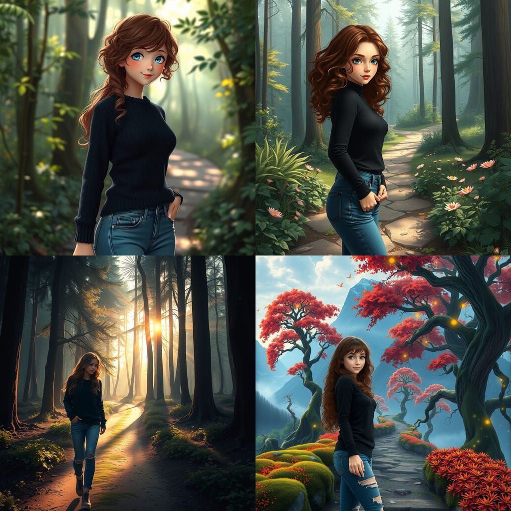 Fantastical Forest Encounter in Vibrant Watercolor Style