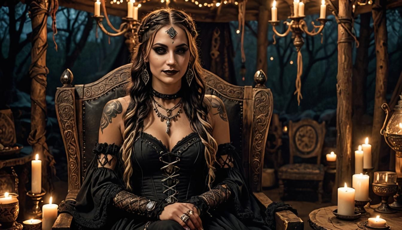 Medieval Gothic Gypsy in Tent, Matte Painting