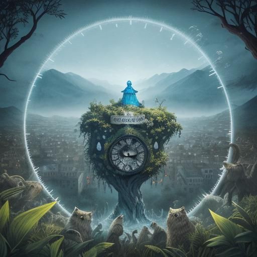 Surreal Crowd Scene on Hills of Time