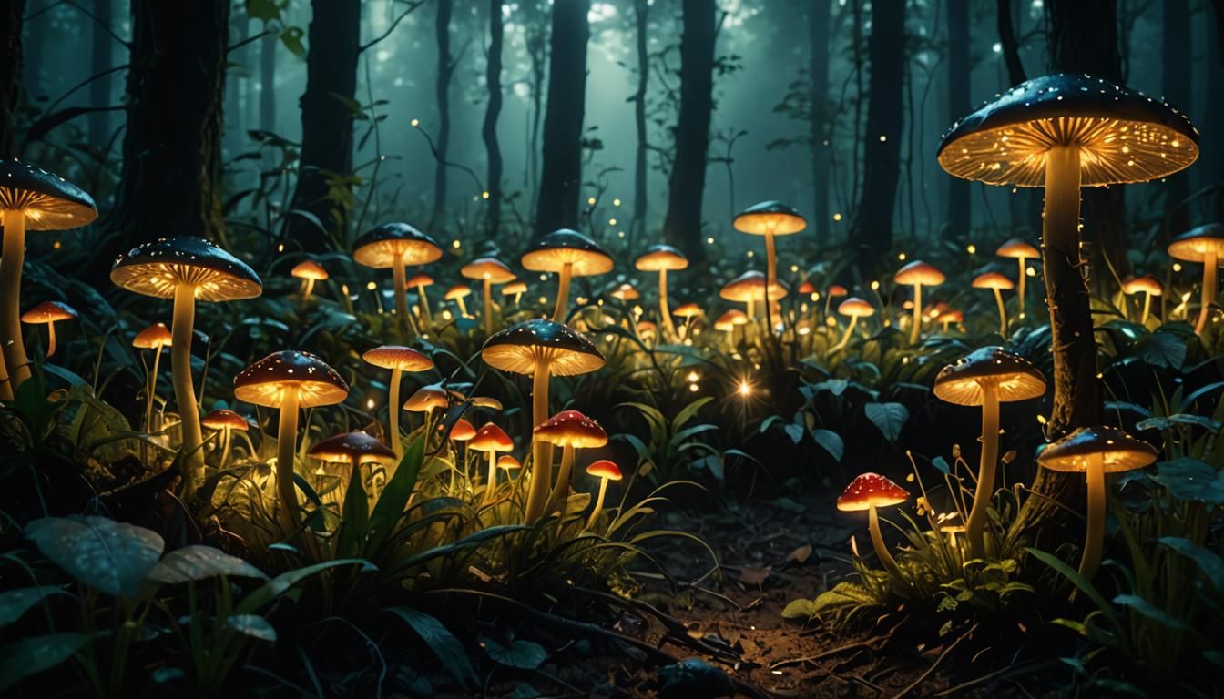 Enchanted Forest Clearing with Dancing Fireflies